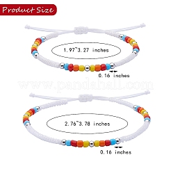 4Pcs 4 Style Glass Seed & 303 Stainless Steel Braided Bead Bracelets and Anklets Set&nbsp;SJEW-SW00003-06
