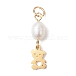 Natural Cultured Freshwater Pearl Rice with 304 Stainless Steel Pendants&nbsp;PALLOY-JF04791