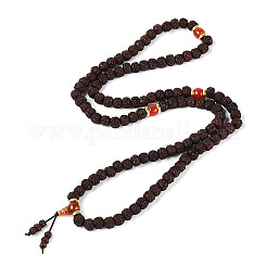Buddhist Jewelry Prayer 108 Rudraksha Seed Mala Beads Necklaces&nbsp;NJEW-M102-01-1