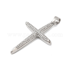Rack Plating Brass & Clear Cubic Zirconia Pendants&nbsp;KK-S372-24P
