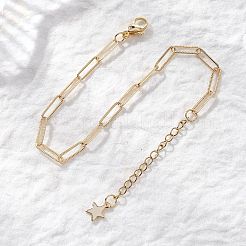 Brass Paperclip Chains Bracelets for Women&nbsp;BJEW-JB12804