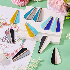 10Pcs 5 Colors Transparent & Opaque Resin & Wood Pendants&nbsp;RESI-TA0004-66