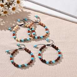 Wooden Braided Bead Bracelets Sets&nbsp;BJEW-JB09066