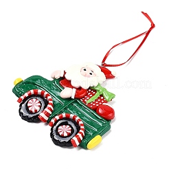 Christmas Car Handmade Polymer Clay Pendant Decorations&nbsp;HJEW-P017-03D