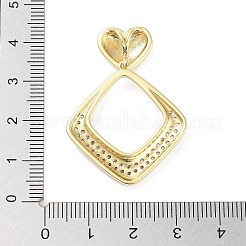 Rack Plating Brass Micro Pave Clear Cubic Zirconia Pendants&nbsp;KK-H474-19G-09