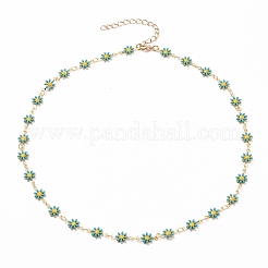 Daisy Link Chain Necklaces & Bracelets Jewelry Sets&nbsp;SJEW-JS01138-02
