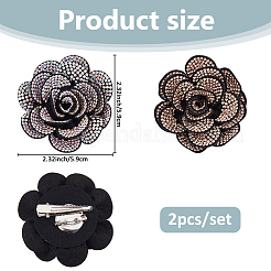 2Pcs Velet & Rhinestone Brooches&nbsp;JEWB-FH00025
