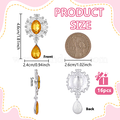 16Pcs Alloy Rhinestone Cabochons&nbsp;ALRI-FG0001-05E