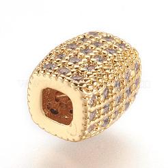 Brass Micro Pave Cubic Zirconia Beads&nbsp;ZIRC-F062-14G
