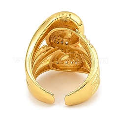 Brass Micro Pave Clear Cubic Zirconia Cuff Rings for Women&nbsp;RJEW-S392-11G