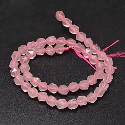 Faceted Natural Rose Quartz Beads Strands&nbsp;G-K066-10-8mm