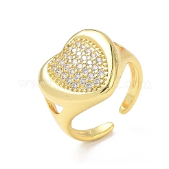 Brass Micro Pave Cubic Zirconia Cuff Open Rings for Women&nbsp;CU-CBA760A-13C-G