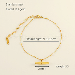 201 Stainless Steel T Bar Charm Anklets for Women&nbsp;FS-WG8F6B6-01