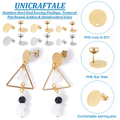 36Pcs 6 Styles 304 Stainless Steel Stud Earring Findings&nbsp;STAS-UN0056-38
