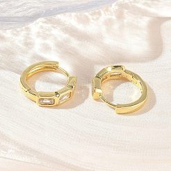 Brass Pave Cubic Zirconia Hoop Earrings&nbsp;KK-CBA98BA-15G