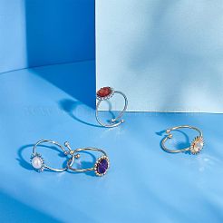 4Pcs 4 Style 304 Stainless Steel Open Cuff Ring Findings&nbsp;STAS-UN0038-05