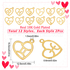 24Pcs 12 Style 304 Stainless Steel Pendants&nbsp;STAS-SC0004-87G