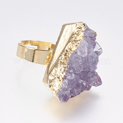 Adjustable Druzy Crystal Finger Rings&nbsp;RJEW-L082-01G