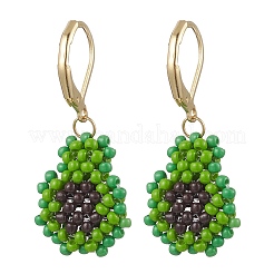 304 Stainless Steel Glass Seed Beads Avocado Dangle Earrings&nbsp;EJEW-MZ00550
