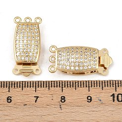 Brass Micro Pave Clear Cubic Zirconia Box Clasps&nbsp;KK-L255-02G-05