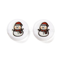 Christmas Theme Printed Opaque Acrylic Beads&nbsp;OACR-R004-01G