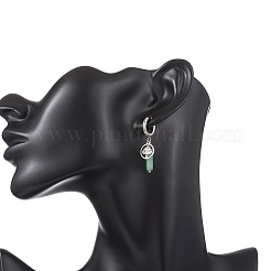 304 Stainless Steel Mixed Stone Column Hoop Earrings&nbsp;EJEW-JE06791