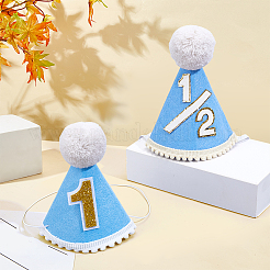 2Pcs 2 Styles Wool Felt Children Birthday Hat for One Year Old&nbsp;AJEW-BC0010-36