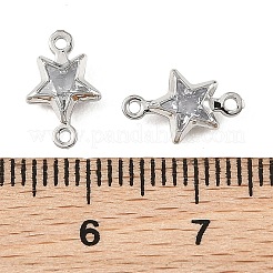 SHEGRACE Brass Pave Cubic Zirconia Star Connector Charms&nbsp;XGRQ2O314-441A-P