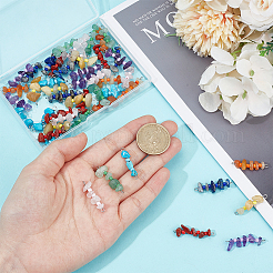 48Pcs 8 Styles Natural & Synthetic Chip Gemstone Beaded Connector Charms&nbsp;PALLOY-GO00058