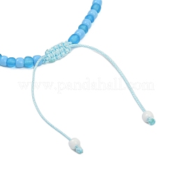 Pink Turtle Dyed Synthetic Turquoise & Glass Braided Beaded Adjustable Anklets&nbsp;AJEW-AN00677