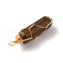 Natural Tiger Eye Double Terminated Pointed Pendants&nbsp;LS-G-TAC0010-04G-05
