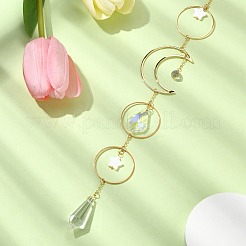 Brass with Glass Pendant Decorations&nbsp;HJEW-TA00122