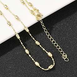 Brass Oval Ball Chain Necklaces for Men Women&nbsp;NJEW-L012-03G