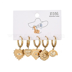 5Pcs 304 Stainless Steel Crystal Rhinestone Hoop Earrings&nbsp;EJEW-G447-04G