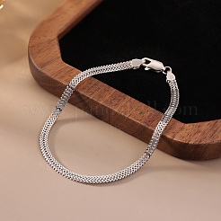 925 Sterling Silver Wheat Chain Bracelets for Women&nbsp;BJEW-A037-09P