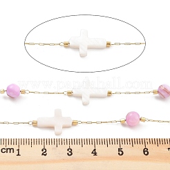 Handmade Round & Cross Natural Shell Beaded Chains&nbsp;CHS-P019-03G-B