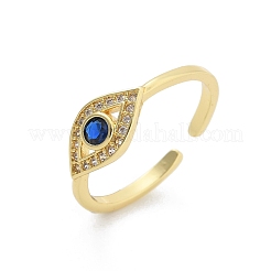 Rack Plating Brass Micro Pave Cubic Zirconia Open Cuff Finger Rings for Women&nbsp;RJEW-M028-76G