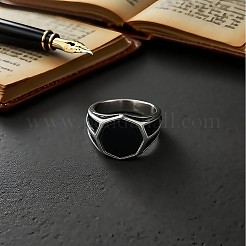 304 Stainless Steel with Glass Finger Rings for Men&nbsp;FS-WGAAEBE-07