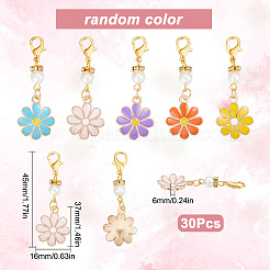 Flower Alloy Enamel Pendant Decoration Sets&nbsp;DIY-SC0021-24
