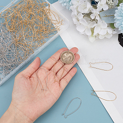 200Pcs 2 Colors Brass Hoop Earrings Findings Kidney Ear Wires&nbsp;KK-SP0001-30