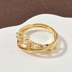 Brass Micro Pave Cubic Zirconia Finger Rings&nbsp;RJEW-H258-14G