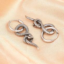 316 Surgical Stainless Snake Hoop Earrings&nbsp;EJEW-C160-15AS