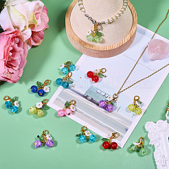 32Pcs 8 Colors Cherry Acrylic & Glass Pendant Decoration&nbsp;HJEW-CA00041