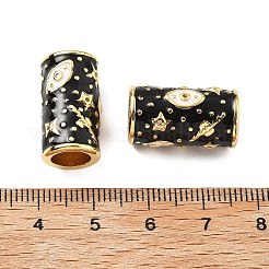 Brass Micro Pave Clear Cubic Zirconia Column European Beads&nbsp;KK-Z114-15G-B02