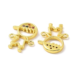 Real 18K Gold Plated Brass Micro Pave Cubic Zirconia Connector Charms&nbsp;KK-L209-058G-02