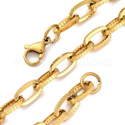 304 Stainless Steel Textured Cable Chain Necklaces&nbsp;NJEW-Q013-01G