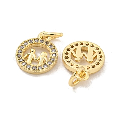 Brass Micro Pave Clear Cubic Zirconia Charms&nbsp;KK-Z044-34G