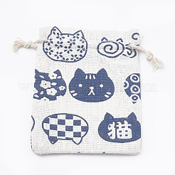 Kitten Polycotton(Polyester Cotton) Packing Pouches Drawstring Bags&nbsp;ABAG-T006-A19