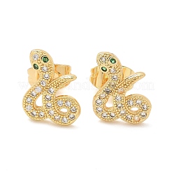 Brass Micro Pave Clear Cubic Zirconia Stud Earrings&nbsp;EJEW-D305-02G