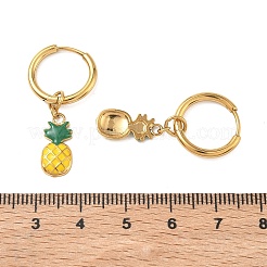 Fruit 304 Stainless Steel Enamel Hoop Dangle Earrings&nbsp;EJEW-T059-01B
